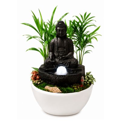 TG- DW10105-1 Sandstone fountain 23.5*22.5*34.5CM IN HG-3152 WHITE PLASTIC POT