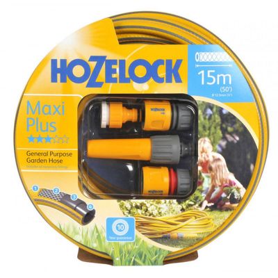 HOZELOCK 7215 STARTER SET YELLOW MAXI-PLUS 15M HOSE WITH ACCESSORIES