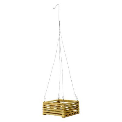 SQUARE TEAK WOOD HG BASKET 10"