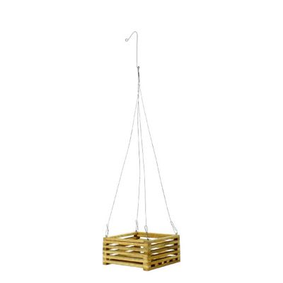 SQUARE TEAK WOOD HG BASKET 6"