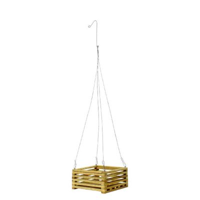 SQUARE TEAK WOOD HG BASKET 7"
