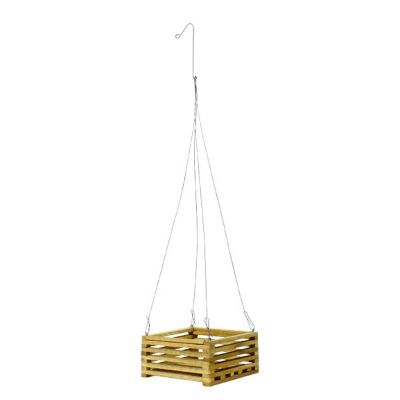 SQUARE TEAK WOOD HG BASKET 9"